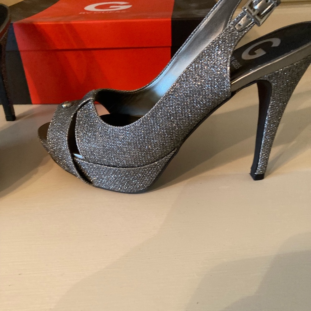 Pewter platform heels